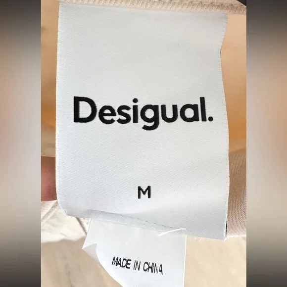 Desigual Julie Patchwork Embroidered Jacket Metallic Boho M Cream Artwear - Picture 3 of 7